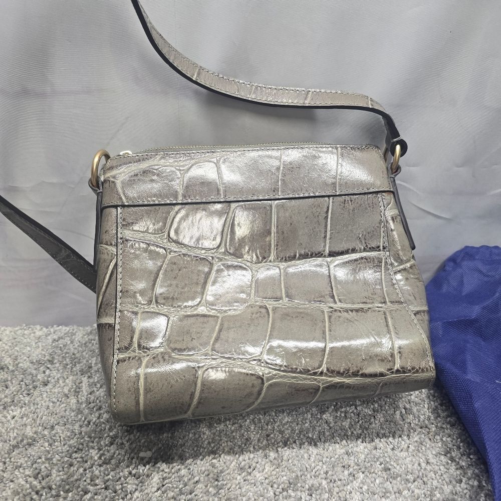 Dooney & Bourke Gray Crocodile Embossed Leather Crossbody with Dustbag - Picture 4 of 16
